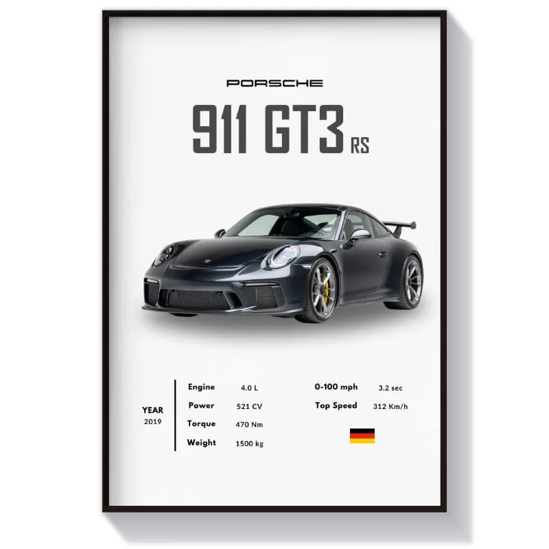 تابلو دکوراتیو ماشین طرح پورشه 911 GT3