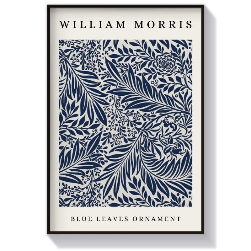 تابلو دکوراتیو Blue Leaves Ornament اثر ویلیام موریس