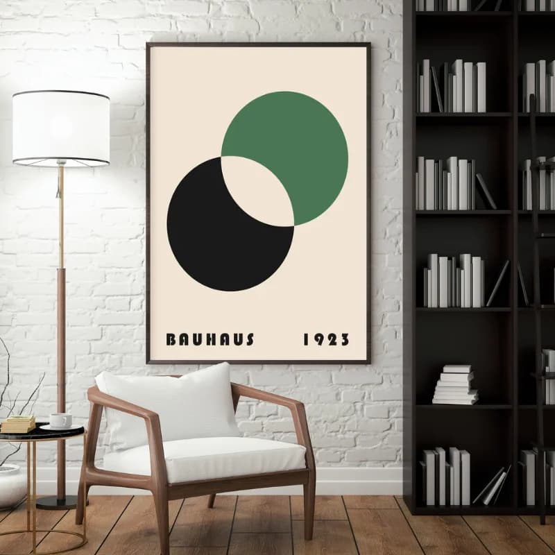 تابلو دکوراتیو سبک Bauhaus مدل دایره‌های درگیر — تصویر ۳