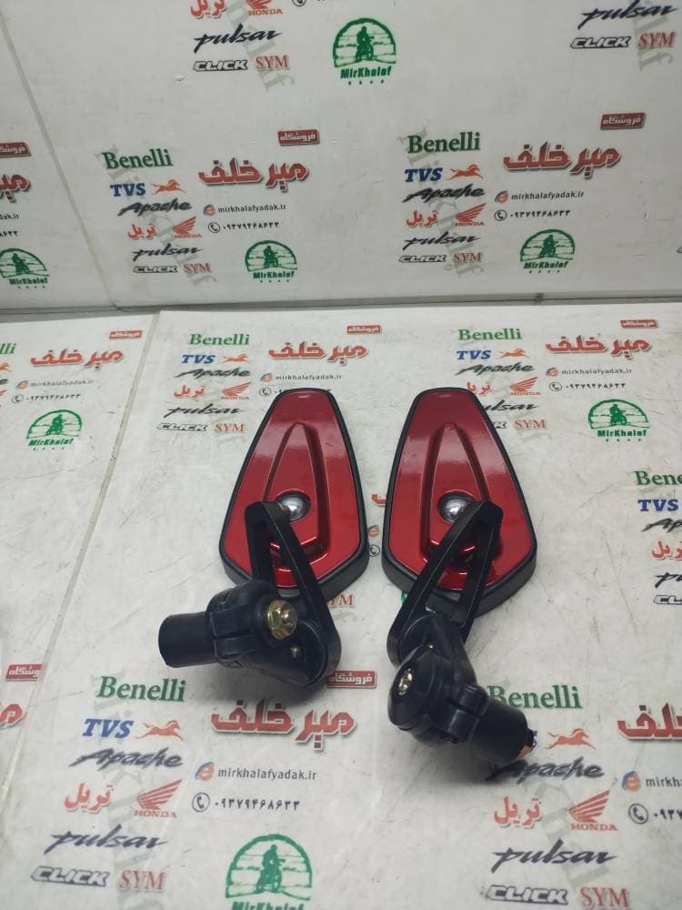 اینه فلزی اسپرت سر فرمان رنتال cnc درجه 1 قرمز (جفتی) — تصویر ۲