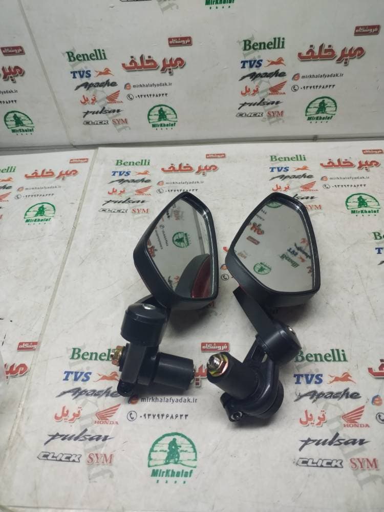 اینه فلزی اسپرت سر فرمان رنتال cnc درجه 1 مشکی (جفتی)