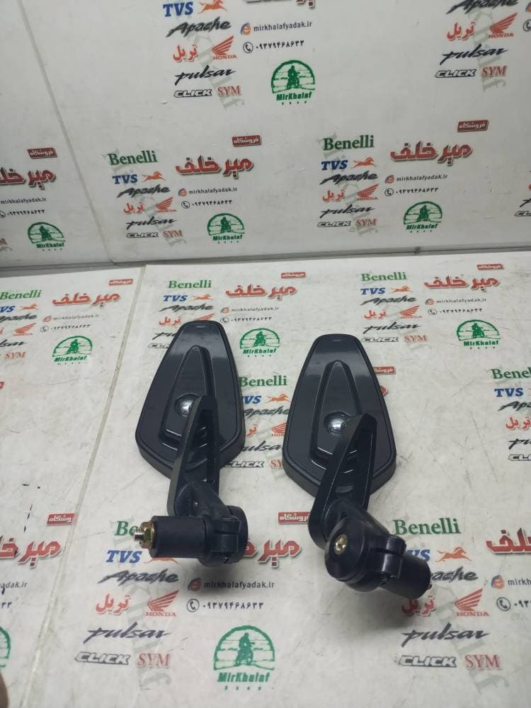 اینه فلزی اسپرت سر فرمان رنتال cnc درجه 1 مشکی (جفتی) — تصویر ۲