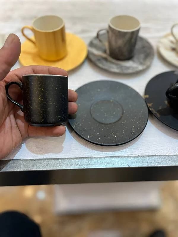 فنجان و نعلبکی طرح سنگ مشگی ترکیه ای — تصویر ۲