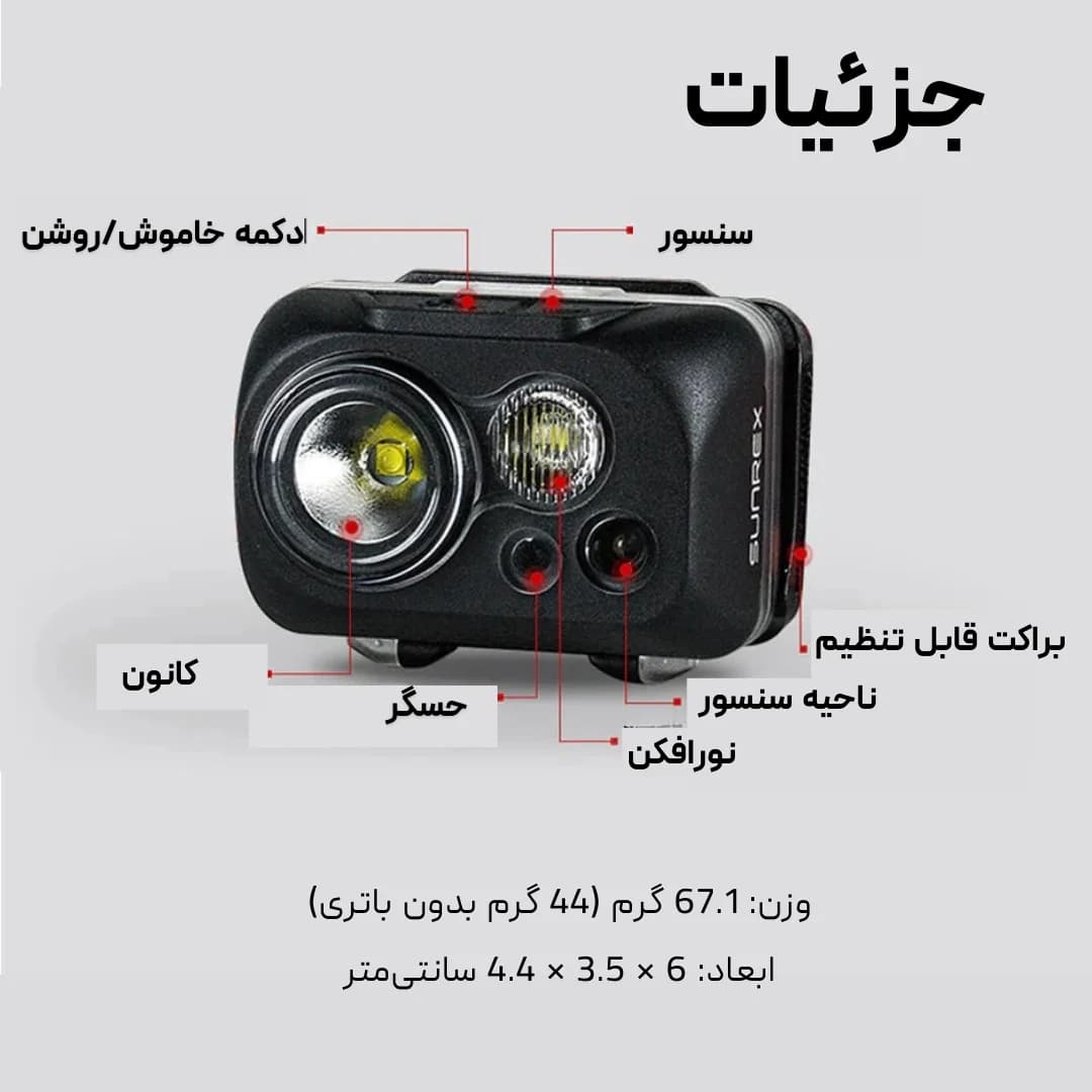 هدلایت سانری مدل Sunrei Youdo X Sensor، سنسوردار، سبک، ضدآب (IPX8) برای ماجراجویی در طبیعت — تصویر ۵