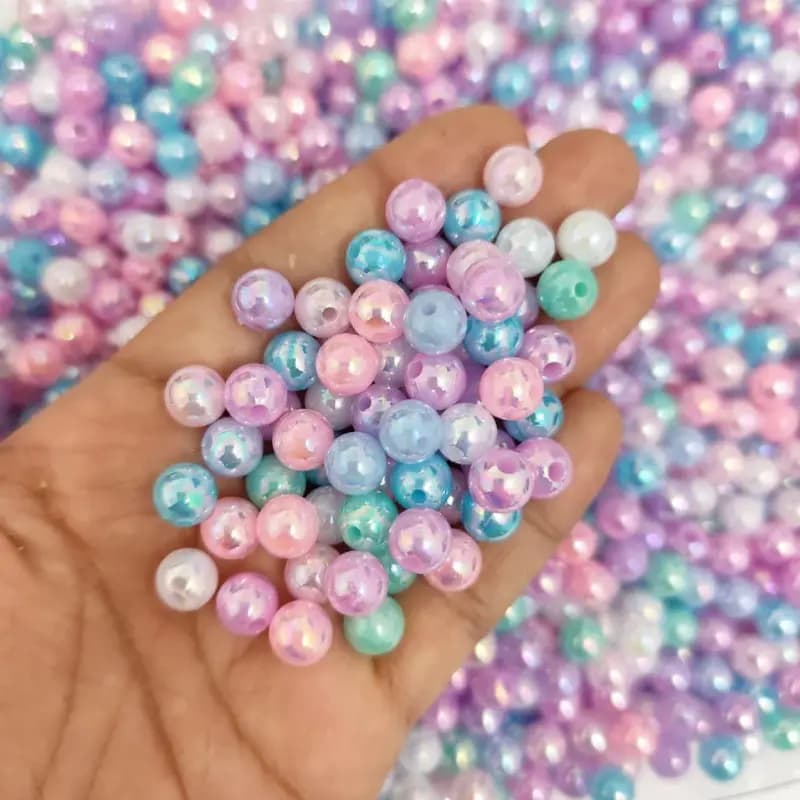 مهره رنگی دایره شاینی کد3 سایز 8میل (100گرم) — تصویر ۲