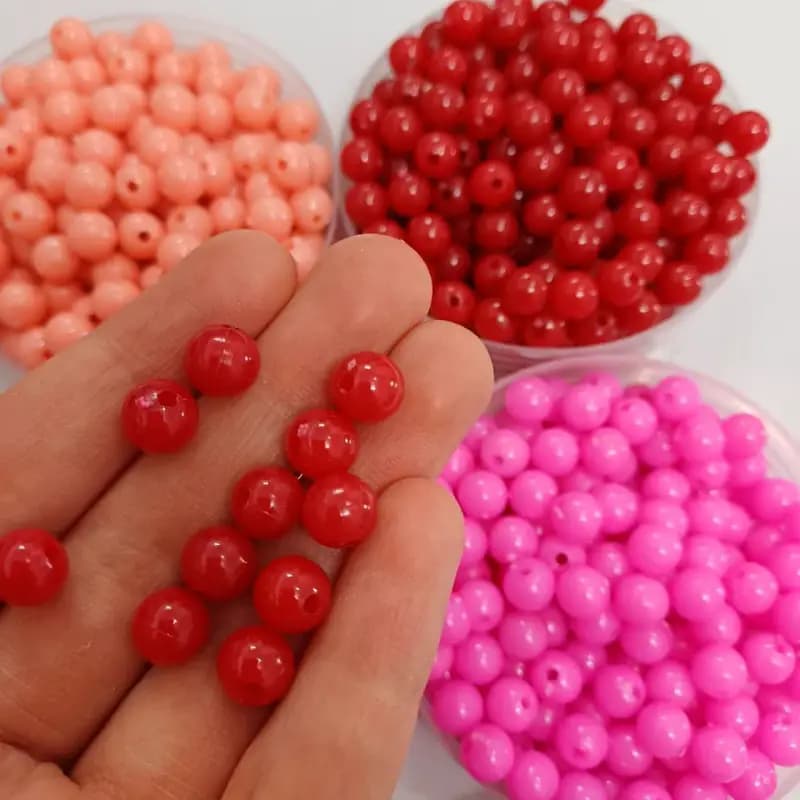 مهره رنگی ایرانی قرمز سایز 8میل(100گرمی) — تصویر ۲