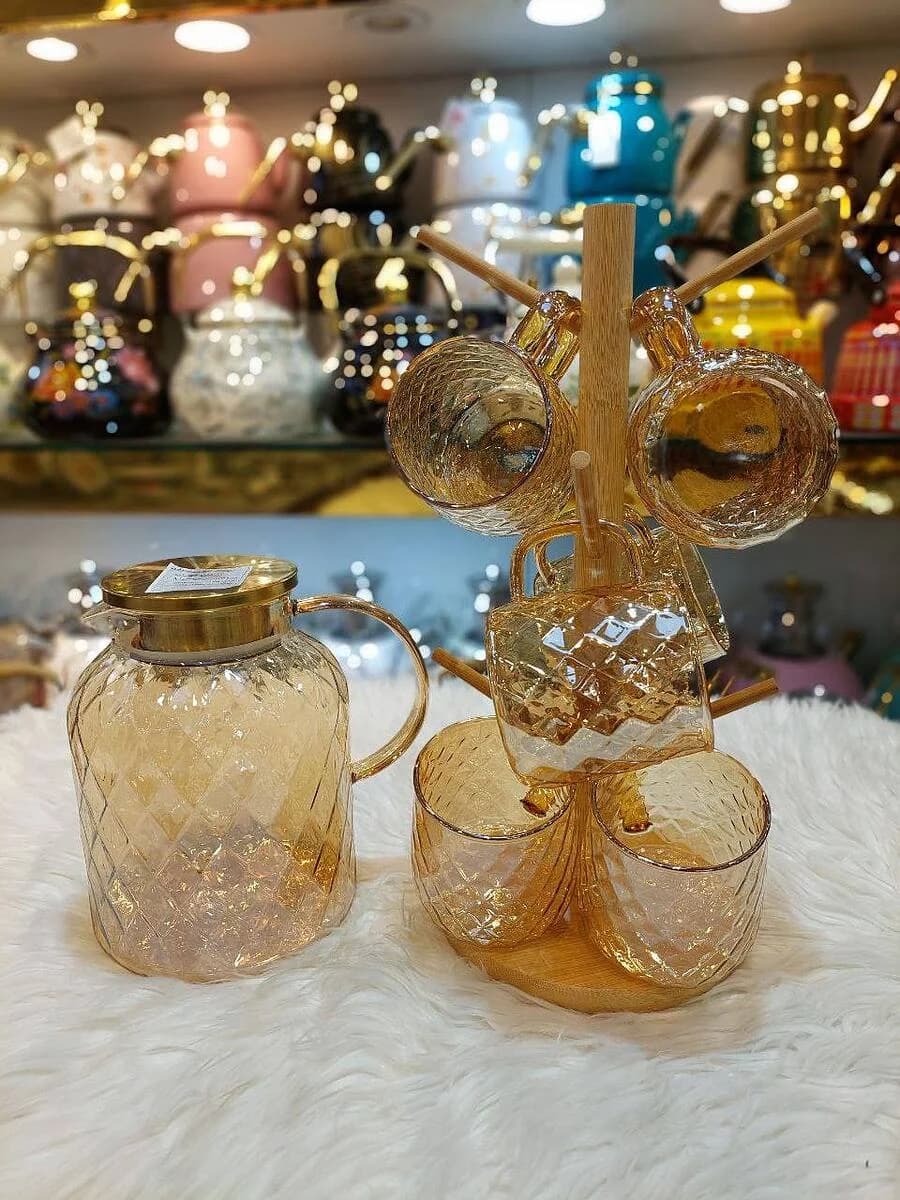پارچ و لیوان پیرکس با پایه وارداتی ترکیه کد 20002