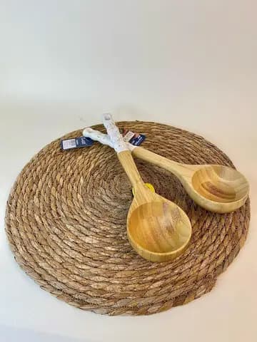 ملاقه چوبی دسته سرامیکی ماربل سفید