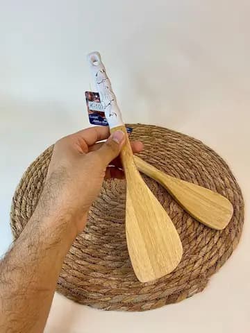 کفگیر چوبی دسته سرامیکی ماربل سفید — تصویر ۳
