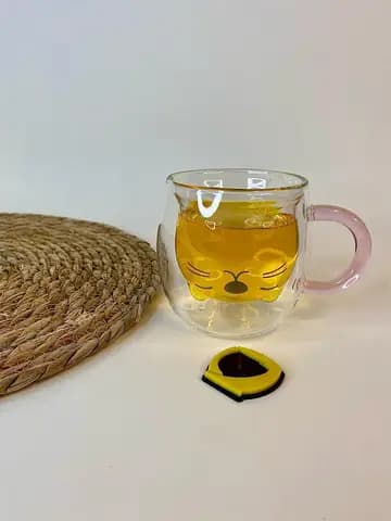 لیوان دوجداره موشی دسته صورتی پیرکس