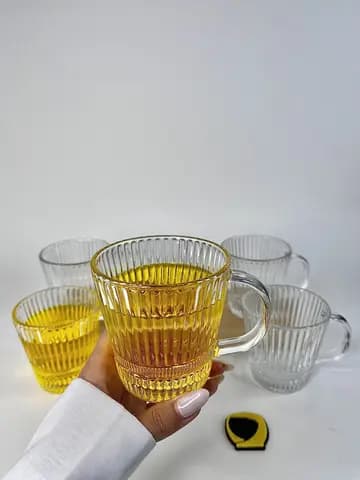 لیوان دسته دار کوتاه طرح ونیز 6 عددی