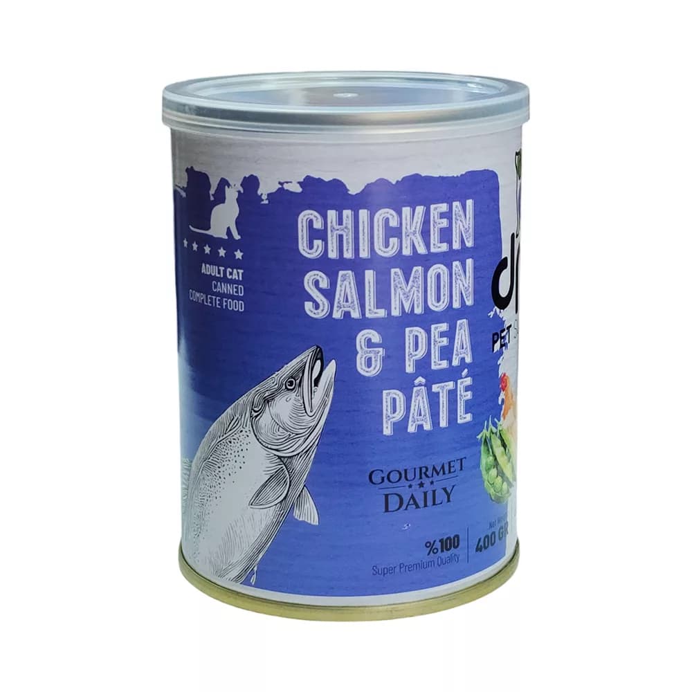 کنسرو گربه پته گوشت مرغ و سالمون 400g DPS