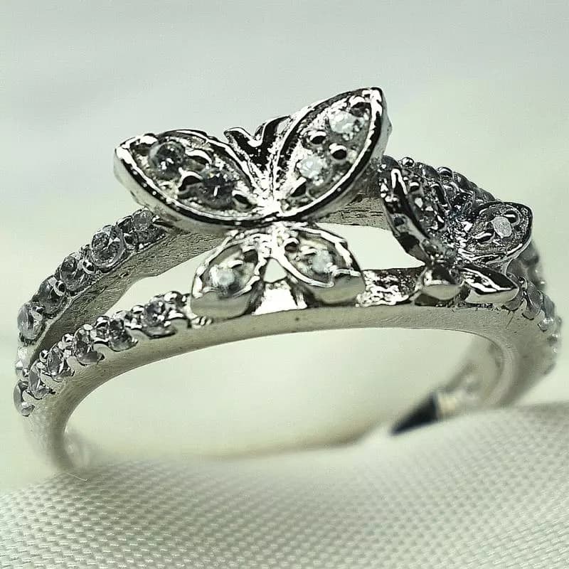 انگشتر نقره زنانه اسپرت gemless طرح پروانه، کد 405
