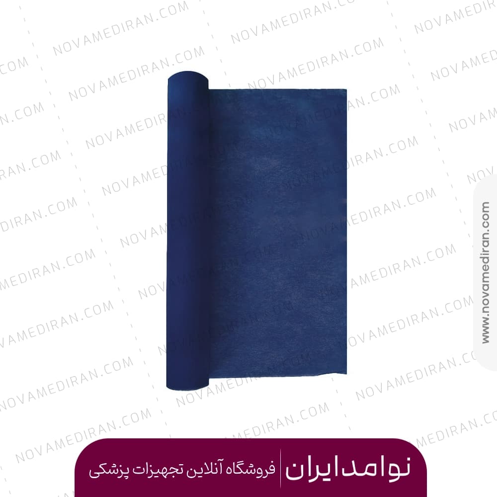 رول ملحفه یکبار مصرف آبی 18 متری گرماژ 38 گرم عرض 80