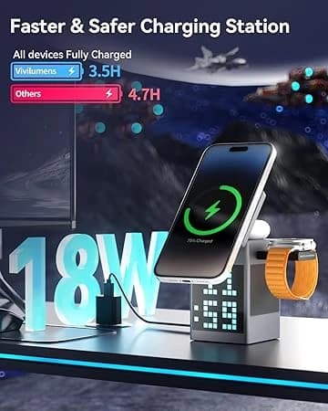 شارژر بی‌سیم چند کاره با صفحه نمایش پیکسل RGB-فروش استثنائی — تصویر ۵
