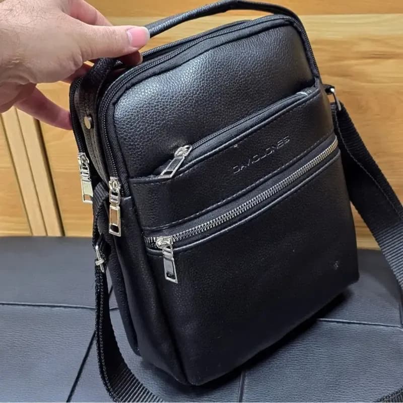کیف دوشی چرمی بزرگ و جادار چرم صنعتی A++ پنج خانه مردانه — تصویر ۸
