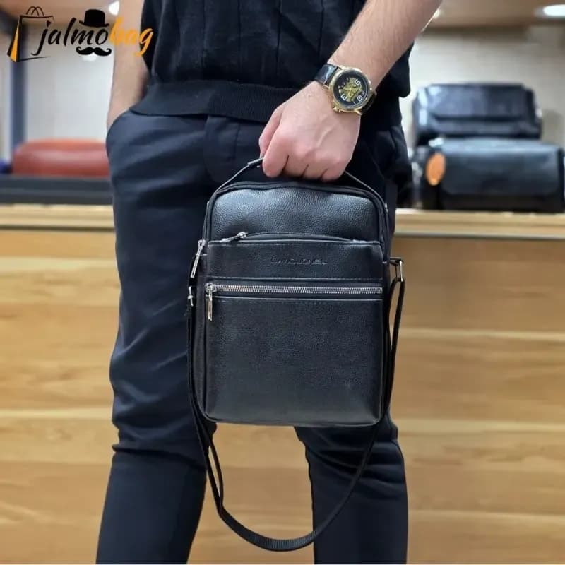 کیف دوشی چرمی بزرگ جادار چرم صنعتی A++ پنج محفظه رنگ مشکی قهوه ای — تصویر ۳