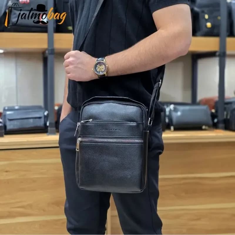 کیف دوشی چرمی بزرگ جادار چرم صنعتی A++ پنج محفظه رنگ مشکی قهوه ای — تصویر ۷