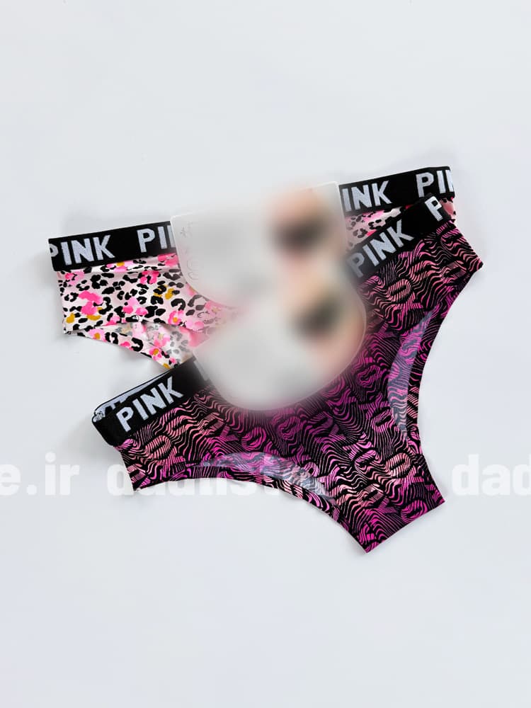 شورت اسلیپ لیزری طرحدار کمر نوشته Pink — تصویر ۳