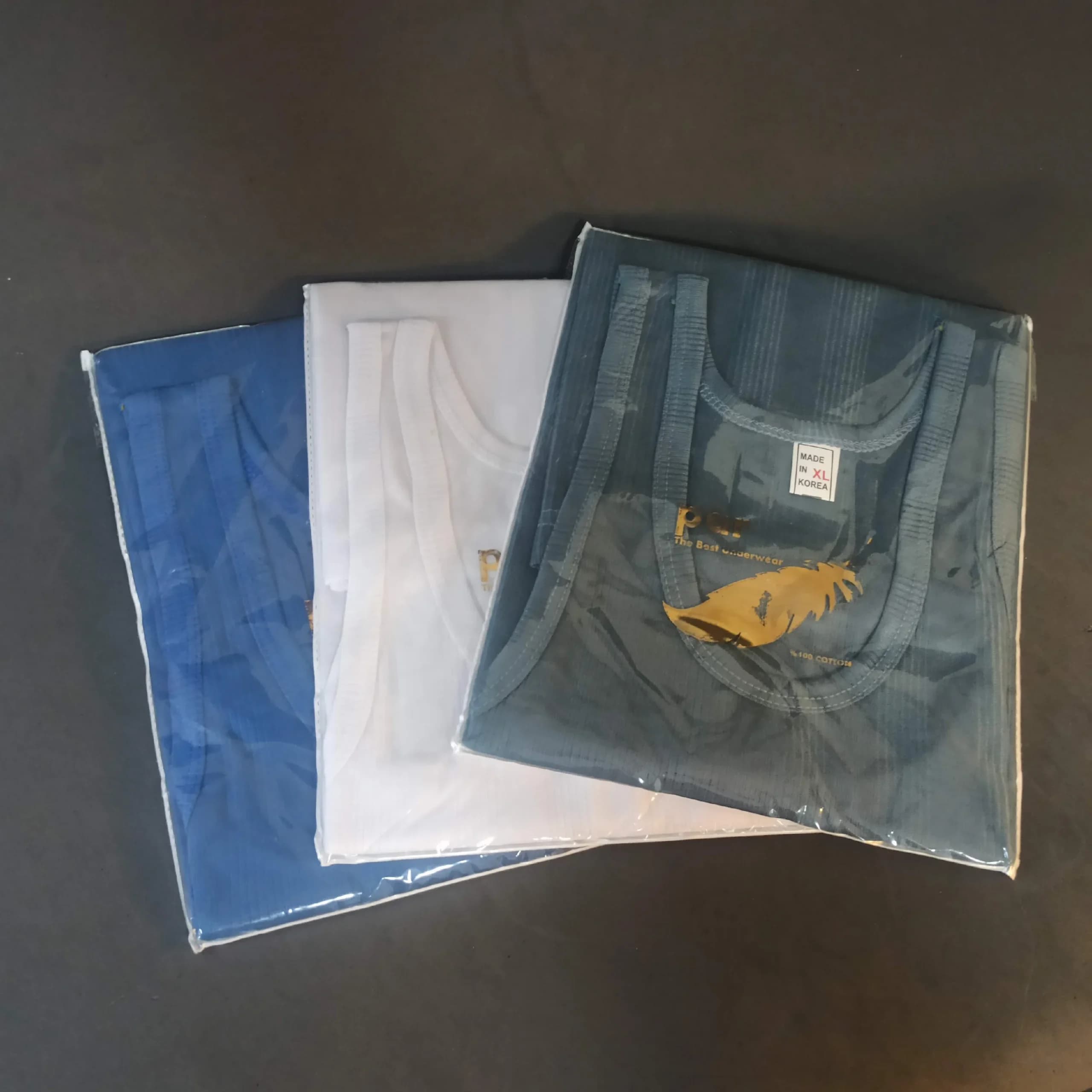 رکابی مردانه پنبهای بسته سه عددی رنگی سایز L تا 2XL — تصویر ۵