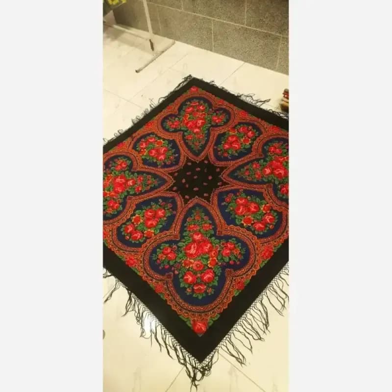 روسری ترکمنی اصل پشمی پاولوا پوساد مدل جیمی قواره بزرگ مناسب پاییز زمستان بهار — تصویر ۶
