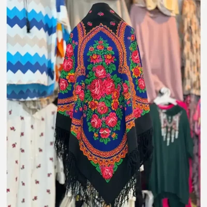 روسری ترکمنی اصل پشمی پاولوا پوساد مدل جیمی قواره بزرگ مناسب پاییز زمستان بهار — تصویر ۵