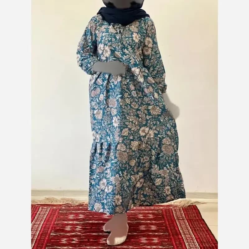 ساحلی گلدار خنک و تابستانه جنس فلور بوگاتی فری سایز — تصویر ۷