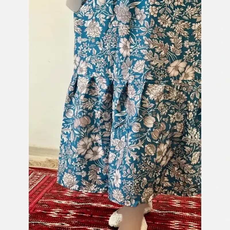 ساحلی گلدار خنک و تابستانه جنس فلور بوگاتی فری سایز — تصویر ۶