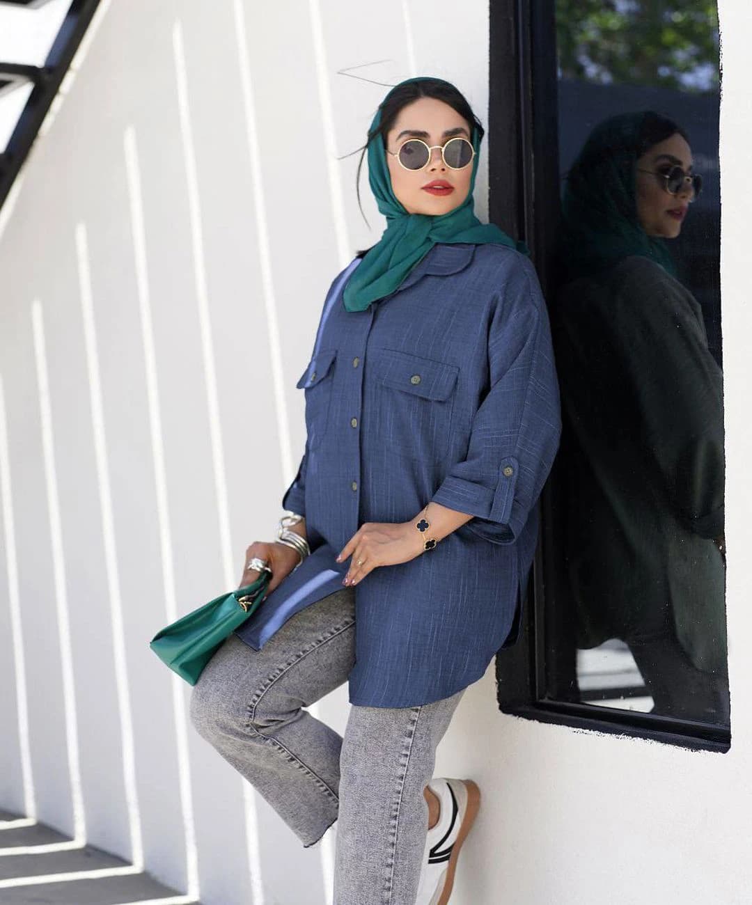 شومیز خط دار مدل شانیسا — تصویر ۶