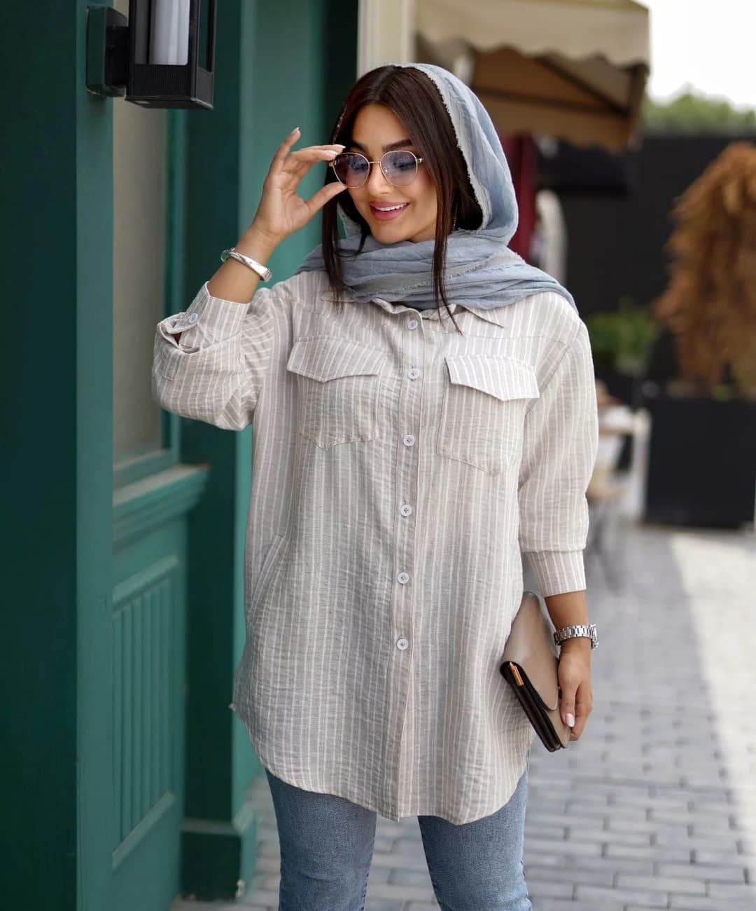 شومیز مانتویی بلند مدل نیتا — تصویر ۳
