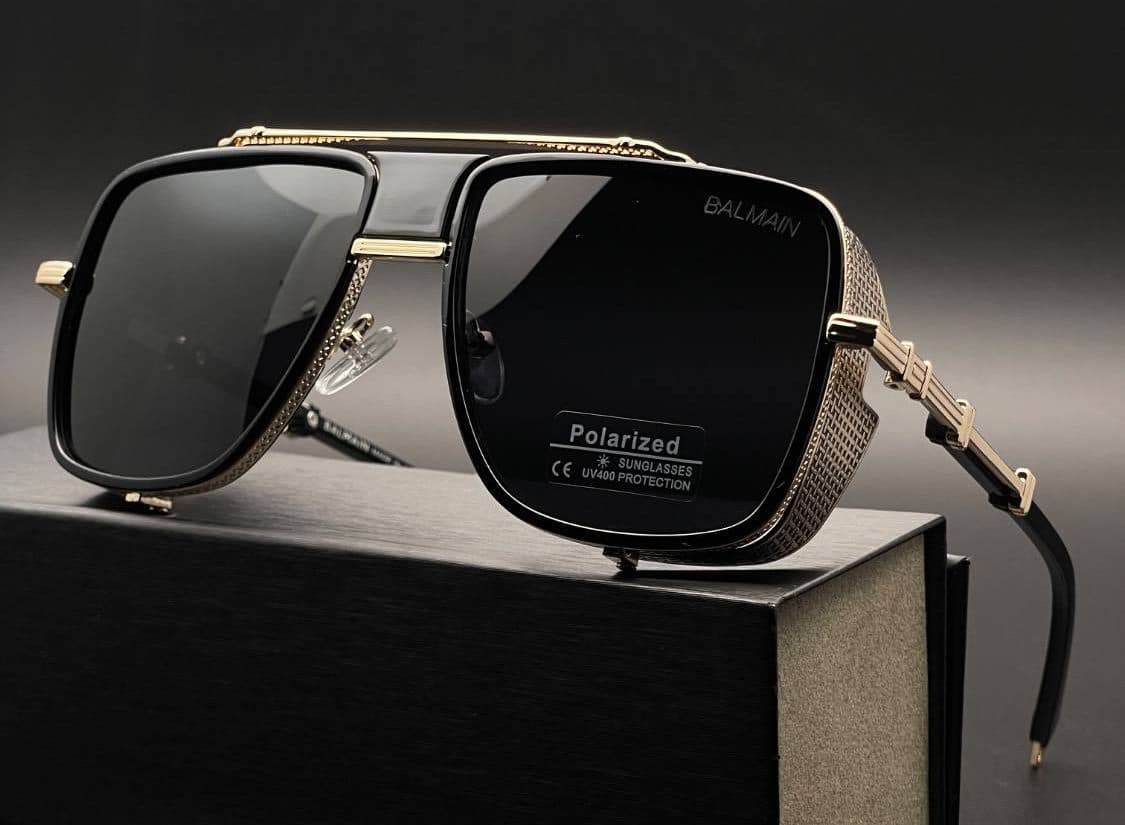 عینک آفتابی بغل دار طلایی بالمین Balmain