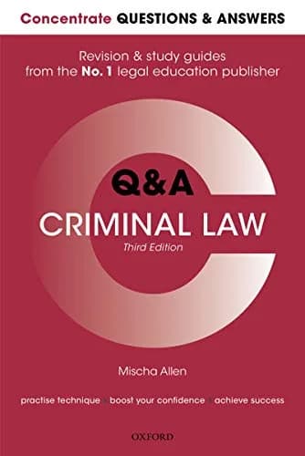 و دانلود نسخه کامل کتاب زبان اصلی Concentrate Questions and Answers Criminal Law: Law Q&A Revision and Study Guide (Concentrate Questions & Answers) 3rd Edition PDF | دانلود کتاب خارجی
