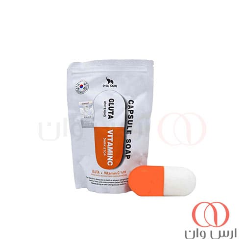 صابون کپسولی روشن کننده فیل اسکین مدل گلوتا و ویتامین سی وزن 120 گرم