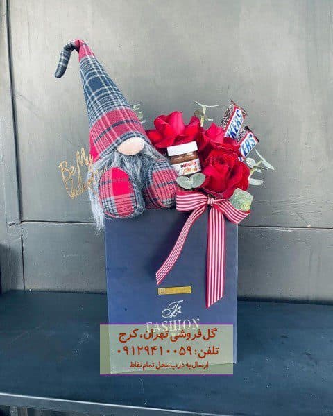 سبد گل رز صورتی ولنتاین در گلفروشی پرواز