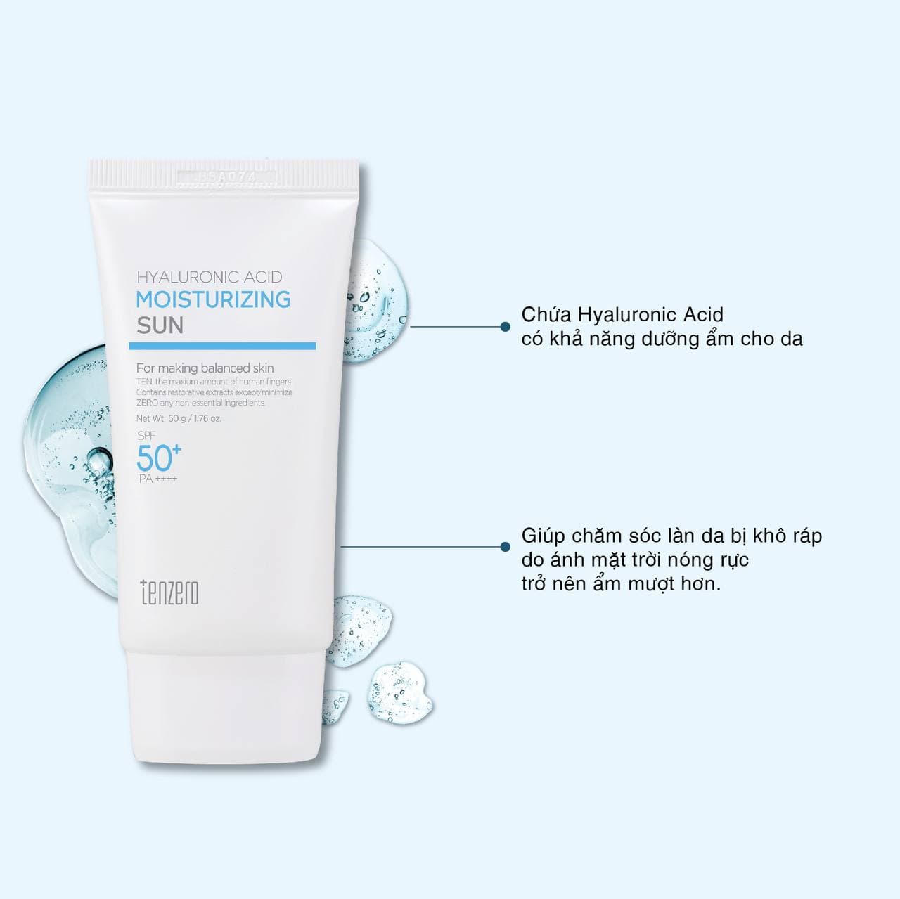 ضد آفتاب هیالورونیک اسید مرطوب کننده تن زیرو Tenzero hyaluronic acid moisturizing sun — تصویر ۲
