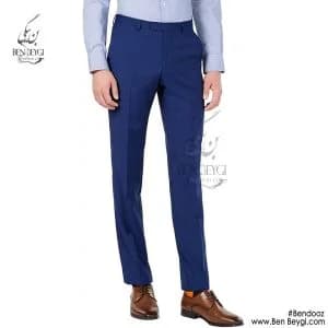 شلوار اداری مردانه پارچه فاستونی رنگ آبی کد 13785