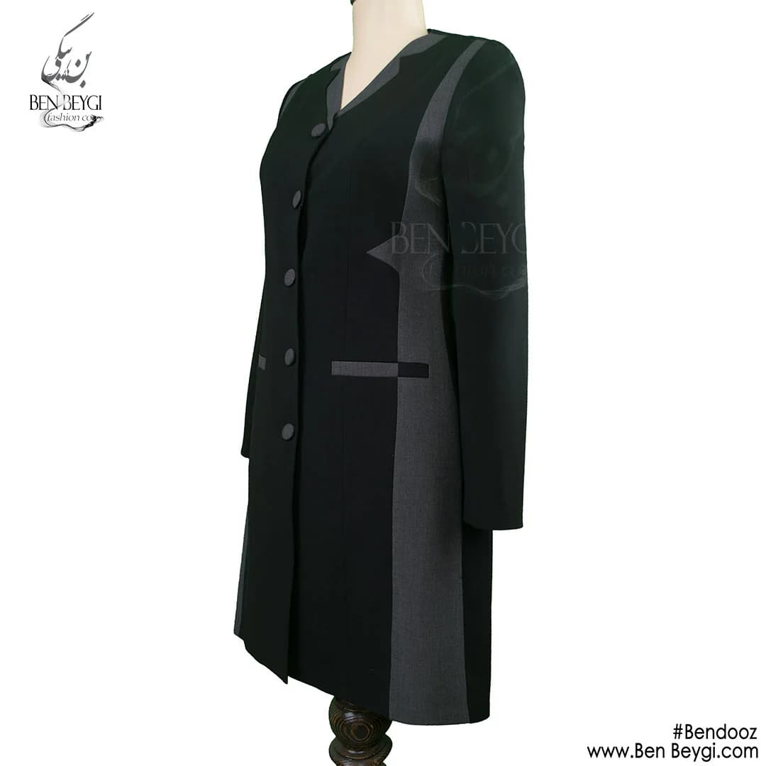 مانتو شلوار اداری سرمه ای ترکیبی پارچه فیونا کد 10700 — تصویر ۲