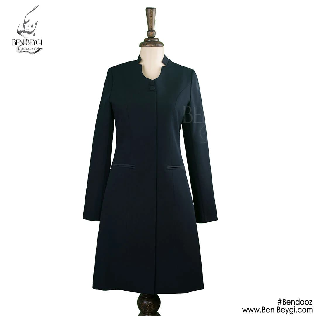 مانتو شلوار اداری یقه ایستاده دو دکمه پارچه فیونا کد 10673