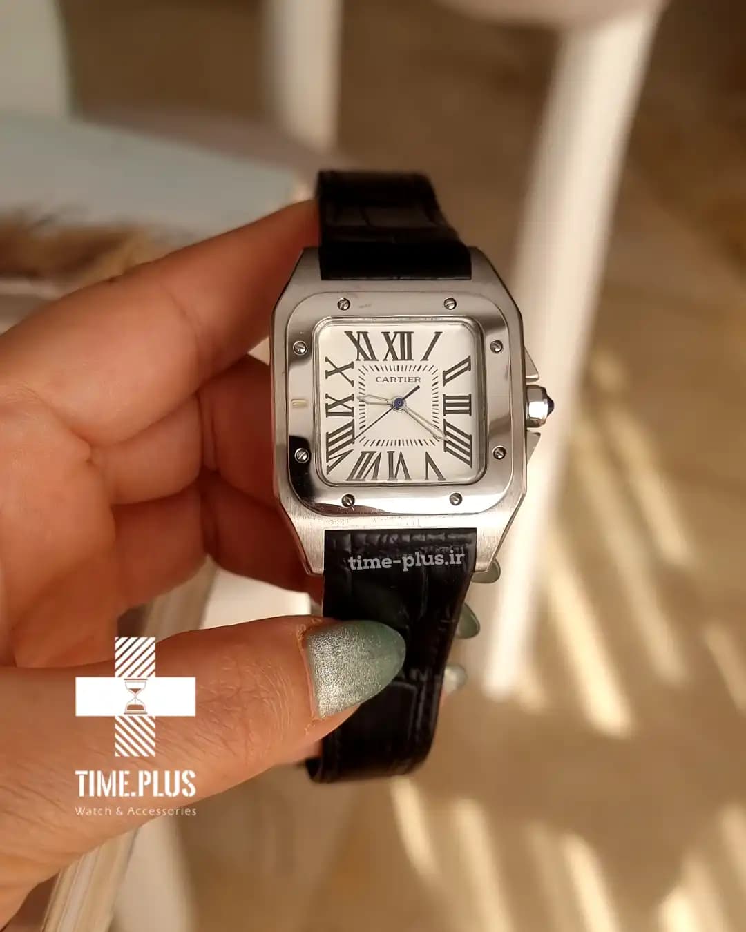 ساعت کارتیه زنانه سانتوس 100 صفحه سفید — تصویر ۵