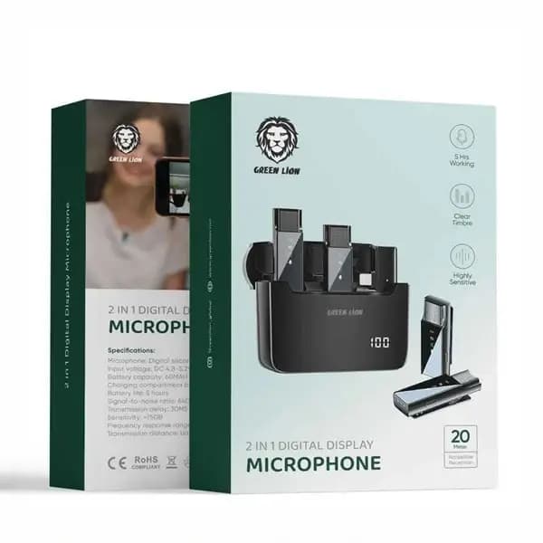 میکروفون وایرلس لایتنینگ گرین لاین 2in1 GN2IN1DDMLTBK — تصویر ۲