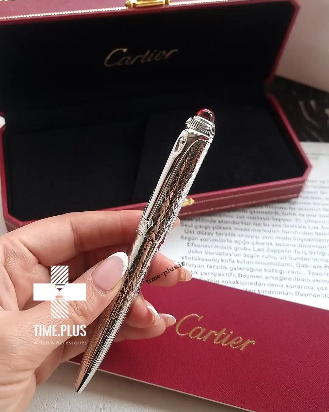 خودکار کارتیه نقره ای طرح دار Santos-Dumont de (کیفیت مستر) — تصویر ۳