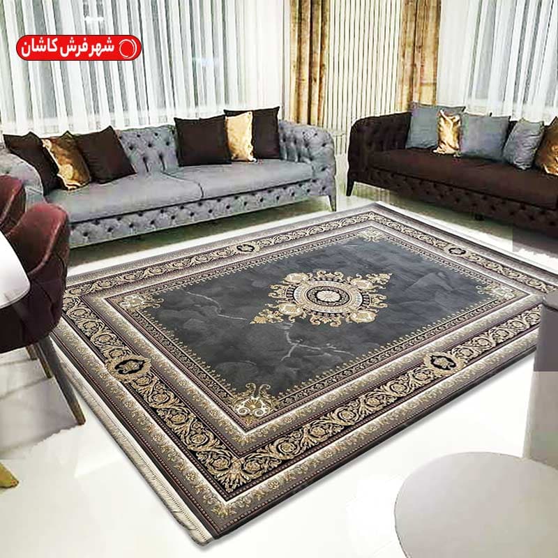 فرش سنگی 1200 شانه گل برجسته طرح ژینوس دودی