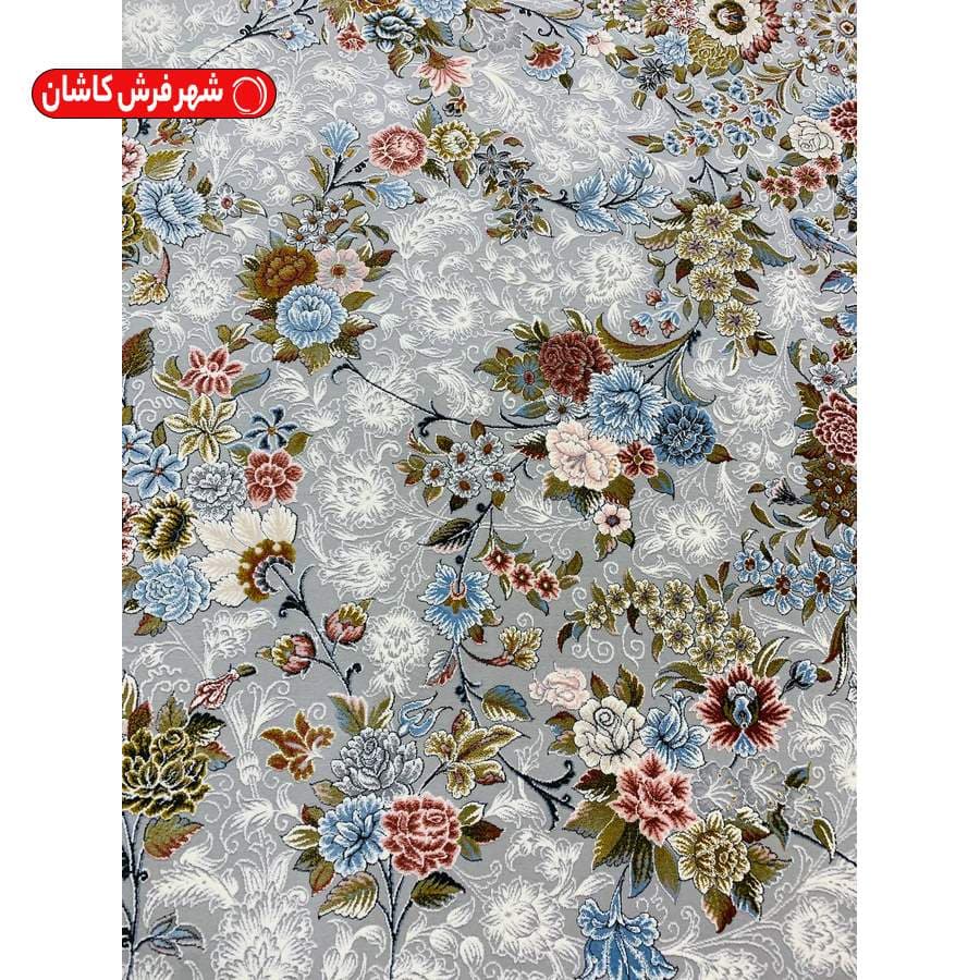 فرش 1500 شانه افشان طرح بهار زمینه سیلور — تصویر ۲