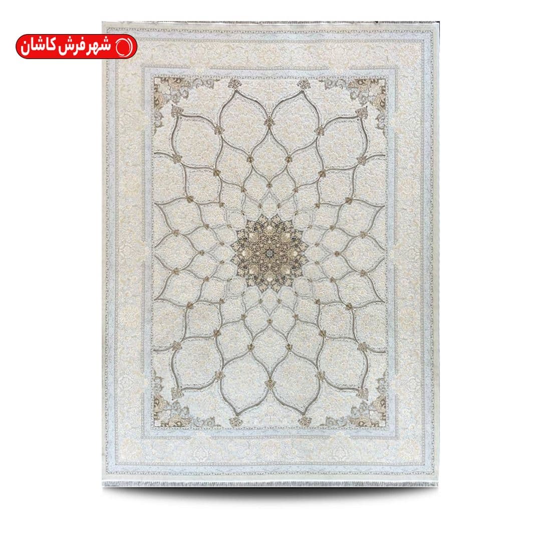 فرش 1200 شانه نقره ای طلاکوب طرح محراب — تصویر ۲