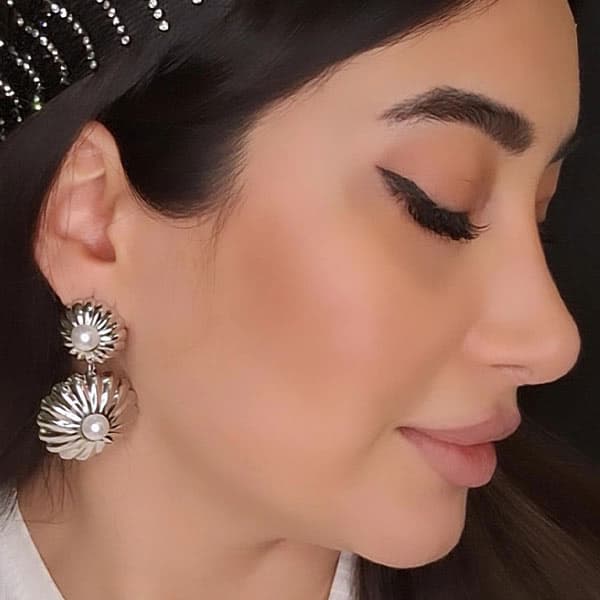 گوشواره دخترانه تک مروارید فشن سیلور
