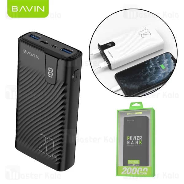پاوربانک 20000 باوین Bavin Pc133s Portable Battery Charger Power bank توان 2.1 آمپر — تصویر ۲