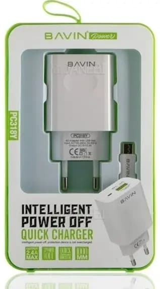 شارژر دیواری باوین مدل PC 318Y به همراه کابل تبدیل Micro USB ا Bavin PC 318Y Fast Charger Micro USB — تصویر ۴