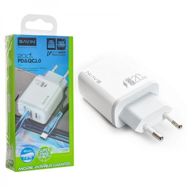 شارژر دیواری باوین مدل PC 318Y به همراه کابل تبدیل Micro USB ا Bavin PC 318Y Fast Charger Micro USB