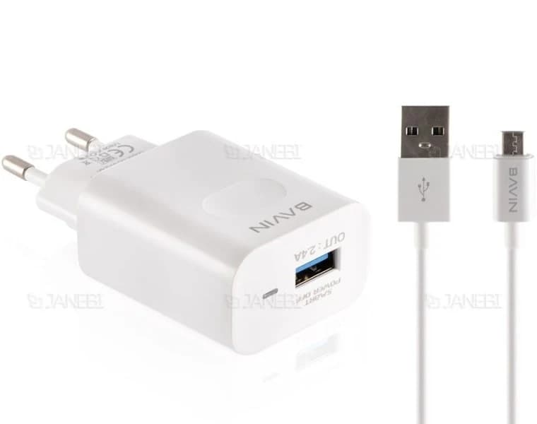 شارژر دیواری باوین مدل PC 318Y به همراه کابل تبدیل Micro USB ا Bavin PC 318Y Fast Charger Micro USB — تصویر ۲