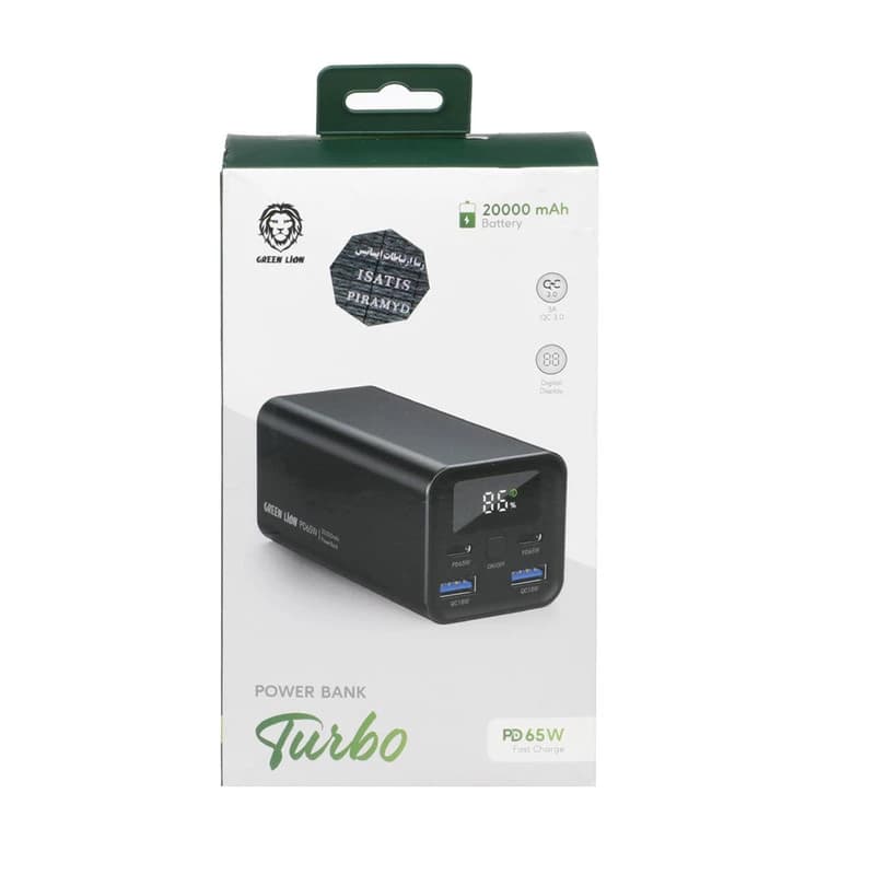 پاوربانک 20000 گرین لاین مدل TURBO ا GREEN LION Turbo Power Bank GNTB20KPBBK — تصویر ۳